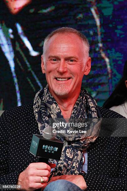 Alan Taylor, Director, reacts at the press conference of Terminator Genisys on August 21, 2015 in Shanghai, China.