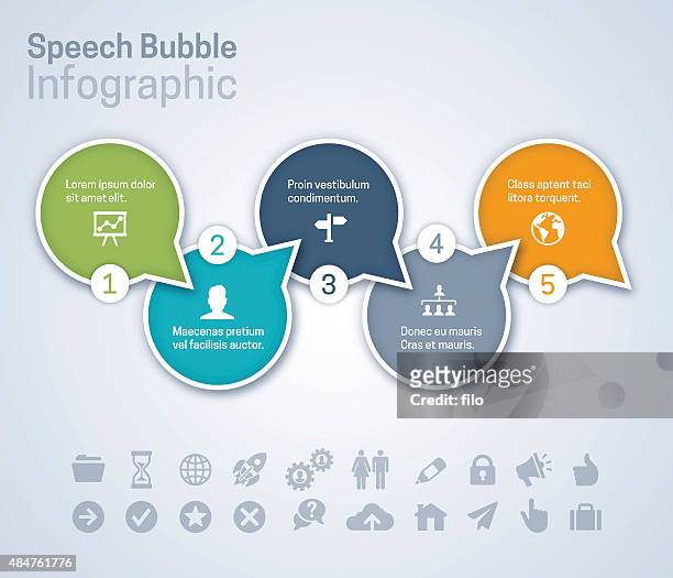 speech bubble infographic - 五個物體 幅插畫檔、美工圖案、卡通及圖標