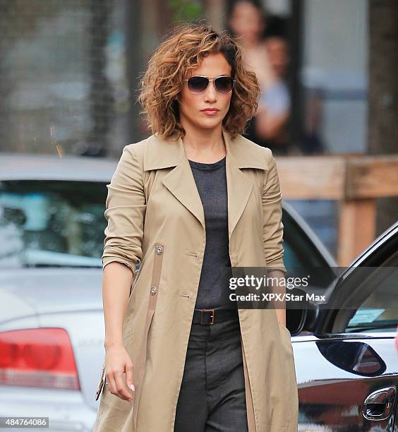 Actress Jennifer Lopez is seen filming on August 20, 2015 in New York City.