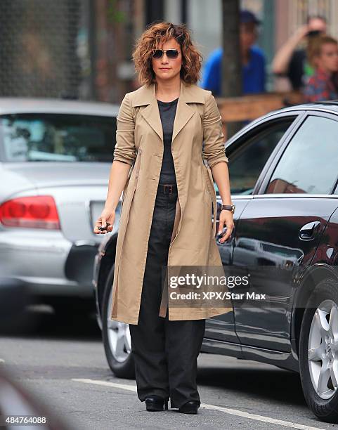 Actress Jennifer Lopez is seen filming on August 20, 2015 in New York City.