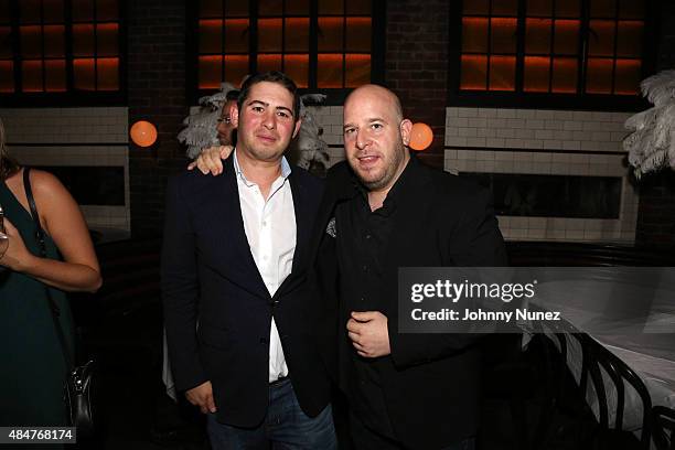 Adam Lublin and Noah Tepperberg celebrate Noah Tepperberg's birthday at Lavo on August 20 in New York City.