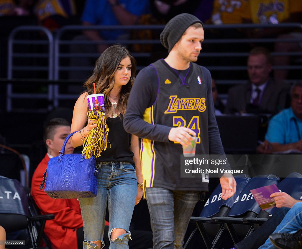 Celebrities At The Los Angeles Lakers Game