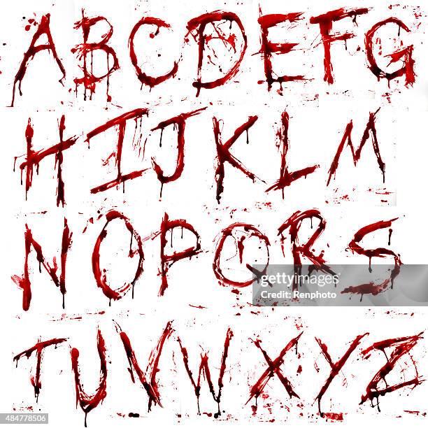 dripping bloody alphabet (a-z) - letter n stock illustrations