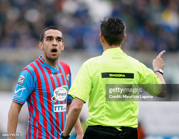 Giuseppe Bellusc of Catania during the Serie A match between Calcio Catania and Torino FC at Stadio Angelo Massimino on April 6, 2014 in Catania,...