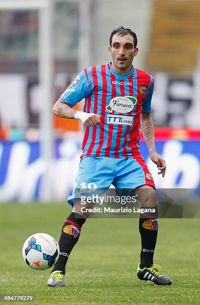 Francesco Lodi of Catania during the Serie A match between Calcio Catania and Torino FC at Stadio Angelo Massimino on April 6, 2014 in Catania, Italy.