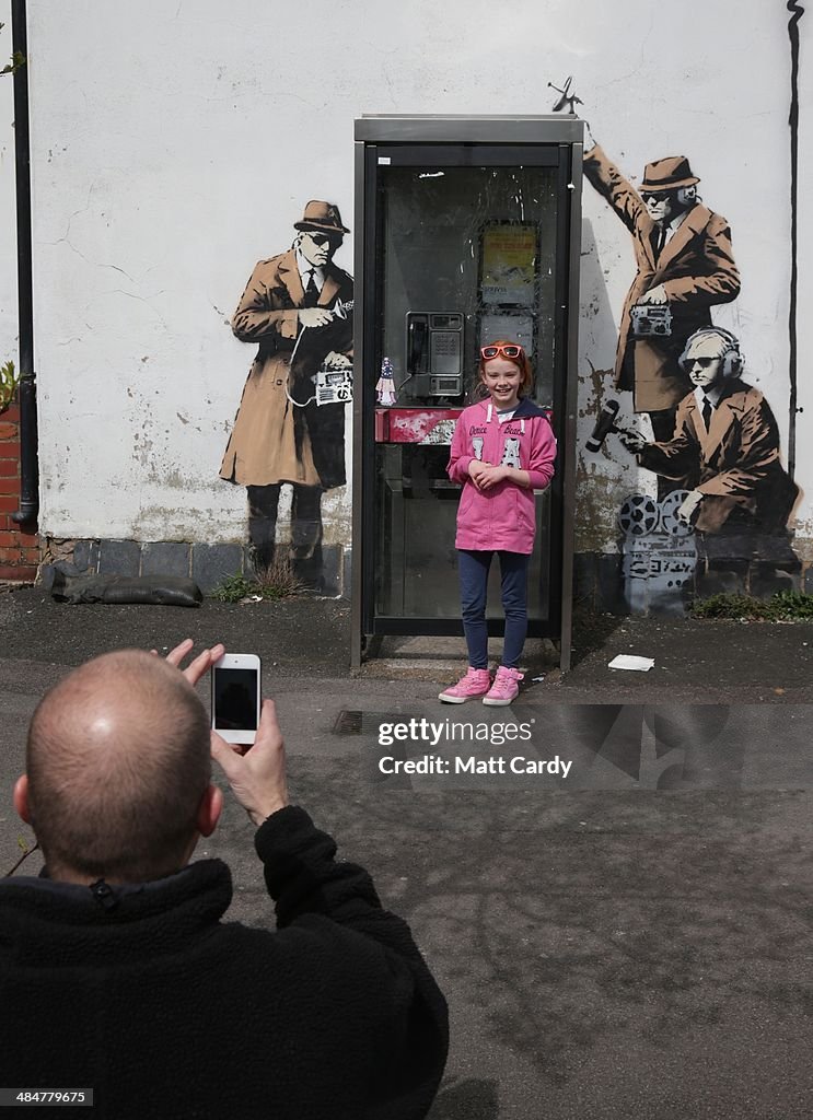 Possible Banksy Artwork Around A Telephone Box