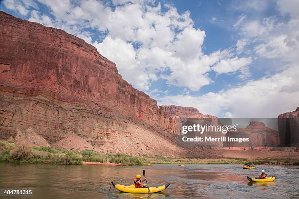 kayaking on colorado river grand canyon arizona - colorado river stock pictures, royalty-free photos & images