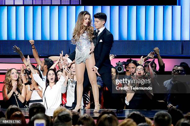 Show -- Pictured: Daniela Navarro on stage during the 2015 Premios Tu Mundo at the American Airlines Arena in Miami, Florida on August 20, 2015 --...