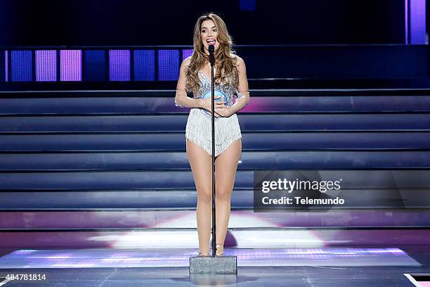 Show -- Pictured: Daniela Navarro on stage during the 2015 Premios Tu Mundo at the American Airlines Arena in Miami, Florida on August 20, 2015 --...