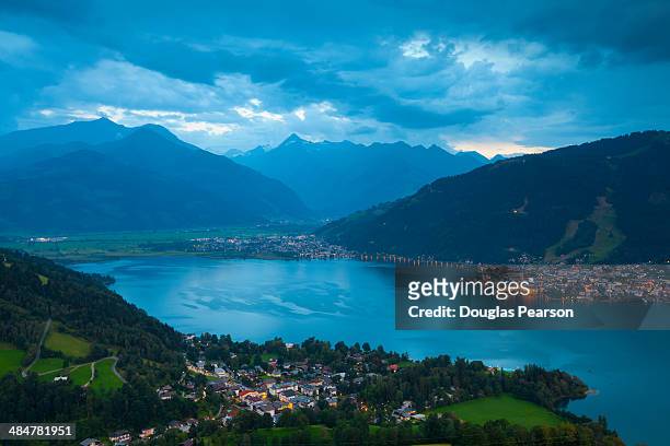 elevated view over lake zell am see, austria - zell am see stock pictures, royalty-free photos & images