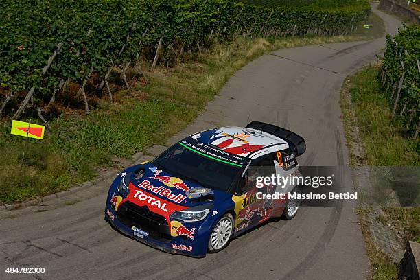 Stephane Lefebvre of France and Stephane Prevot of France compete in their Citroen Total Abu Dhabi WRT Citroen DS3 WRC during Day One of the WRC...