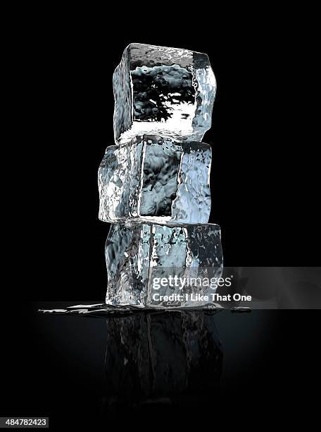 three stacked ice cubes - ice cube stock pictures, royalty-free photos & images
