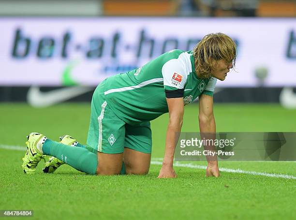 Jannik Vestergaard of Werder Bremen during the game between Hertha BSC and Werder Bremen on August 21, 2015 in Berlin, Germany.