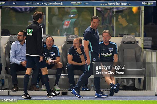 Coach Pal Dardai of Hertha BSC cries during the game between Hertha BSC and Werder Bremen on August 21, 2015 in Berlin, Germany.