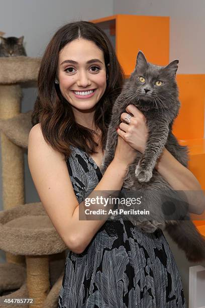 Actress Emmy Rossum partners with Windows 10 and Best Friends Animal Society as part of Upgrade Your World on August 21, 2015 in Los Angeles,...