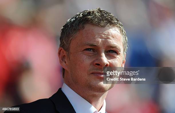 The Cardiff City manager Ole Gunnar Solskjaer before the Barclays Premier League match between Southampton and Cardiff City at St Mary's Stadium on...