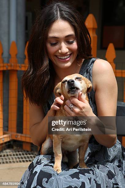 Actress Emmy Rossum partners with Windows 10 and Best Friends Animal Society as part of Upgrade Your World on August 21, 2015 in Los Angeles,...