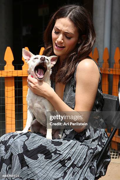 Actress Emmy Rossum partners with Windows 10 and Best Friends Animal Society as part of Upgrade Your World on August 21, 2015 in Los Angeles,...