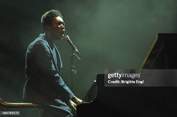 Benjamin Clementine performs on stage at Queen Elizabeth Hall on August 21, 2015 in London, England.