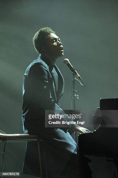 Benjamin Clementine performs on stage at Queen Elizabeth Hall on August 21, 2015 in London, England.