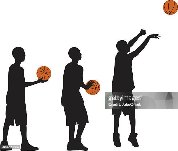 kid playing basketball silhouettes - 投 幅插畫檔、美工圖案、卡通及圖標