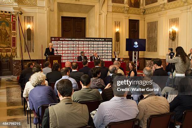 Jordi Bertomeu during the Turkish Airlines Euroleague Final Four Presentation Press Conference at Palazzo Marino on April 14, 2014 in Milan, Italy.