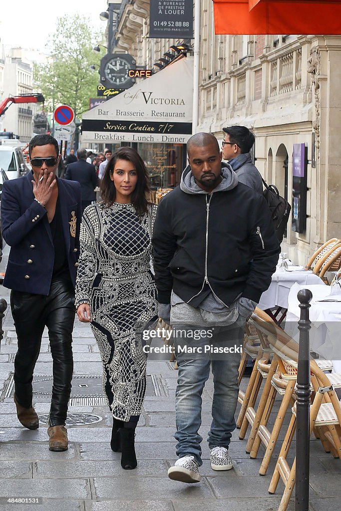 Kim Kardashian And Kanye West Sightings In Paris