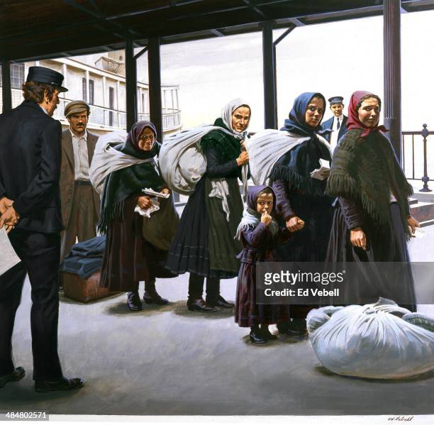 Immigrants Arriving At Ellis Island Photos and Premium High Res ...