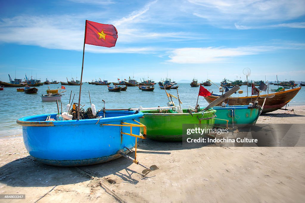 A coracle at fishing village