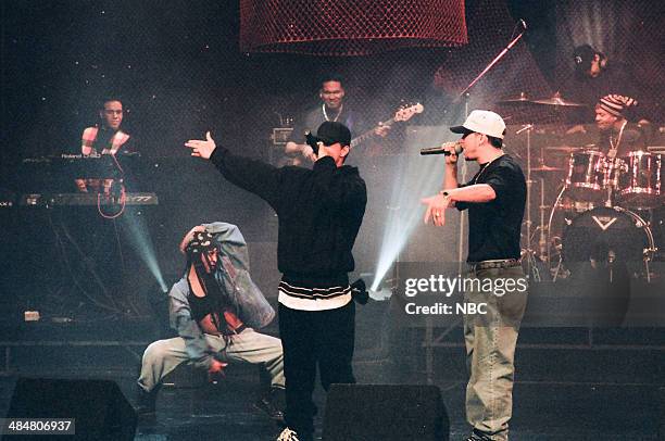 Episode 169 -- Pictured: Mark Walburg of "Marky Mark and the Funky Bunch" and his brother Donnie Walberg perform on February 11, 1993 --