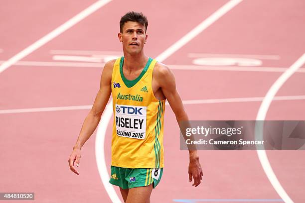 Jeffrey Riseley of Australia reacts after competing in the Men's 800 metres heats during day one of the 15th IAAF World Athletics Championships...