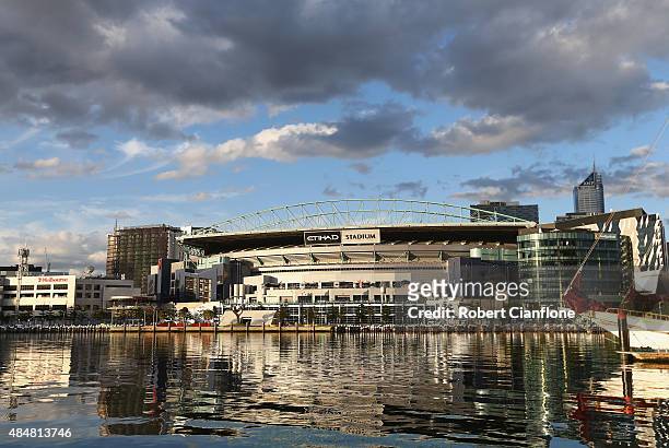 General view of Etihad Stadium prior to the round 21 AFL match between the St Kilda Saints and the Geelong Cats at Etihad Stadium on August 22, 2015...
