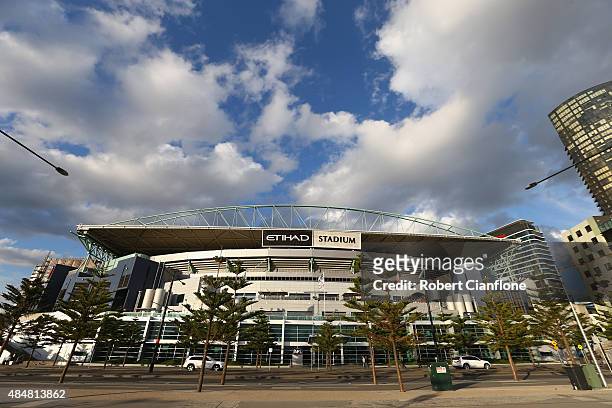 General view of Etihad Stadium prior to the round 21 AFL match between the St Kilda Saints and the Geelong Cats at Etihad Stadium on August 22, 2015...