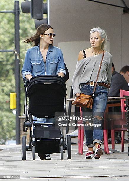 British Actress Keira Knightley is pictured out shopping with her mum Sharman Macdonald on August 21, 2015 in London, England.