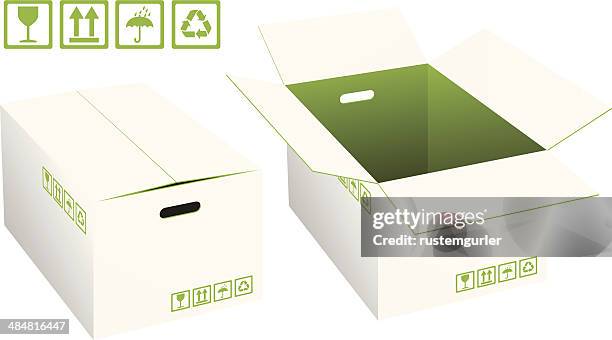cardboard boxes - packing cubes stock illustrations