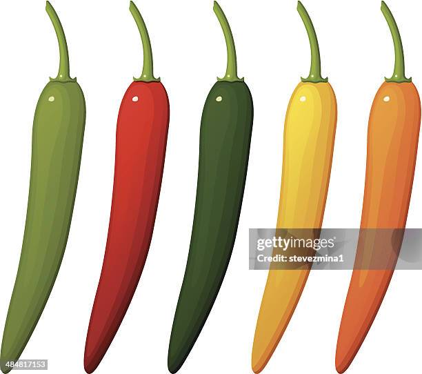 peppers - yellow chili pepper stock illustrations