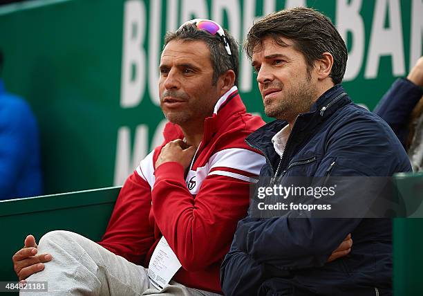 Carlos Checa of Spain attends day two of the ATP Monte Carlo Rolex Masters Tennis at Monte-Carlo Sporting Club on April 13, 2014 in Monte-Carlo,...