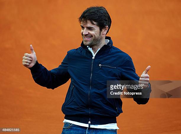 Carlos Checa of Spain attends day two of the ATP Monte Carlo Rolex Masters Tennis at Monte-Carlo Sporting Club on April 13, 2014 in Monte-Carlo,...