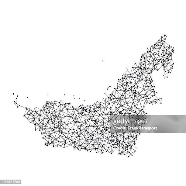 united arab emirates map network black and white - uae map stock illustrations