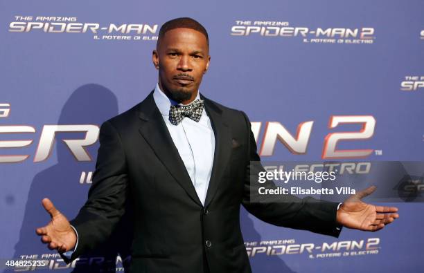 Actor Jamie Foxx attends 'The Amazing Spider-Man 2: Rise Of Electro' Rome Premiere at The Space Moderno Cinema on April 14, 2014 in Rome, Italy.