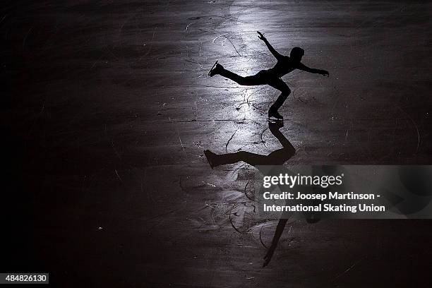 Daichi Miyata of Japan skates during Men's Practice on August 22, 2015 in Bratislava, Slovakia.