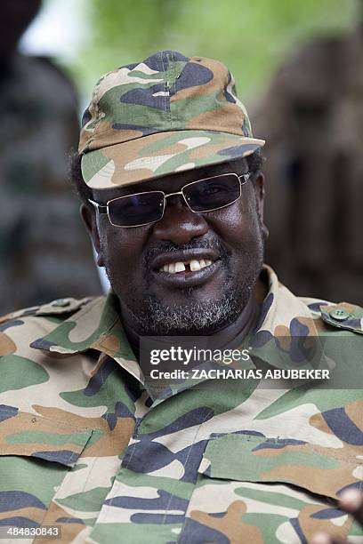 South Sudanese rebel leader and former vice president Riek Machar sits in an army barracks in South Sudan's Upper Nile State on April 14, 2014....