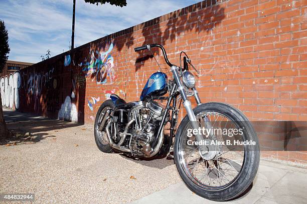 ELONDON, UNITED KINGDOM General views of a 1960 Harley Davidson Pinhead custom during Sailor Jerry hits the road in search for the ultimate UK road...