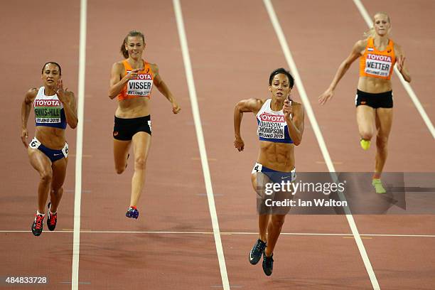 Jessica Ennis-Hill of Great Britain, Nadine Visser of the Netherlands, Katarina Johnson-Thompson of Great Britain and Anouk Vetter of the Netherlands...