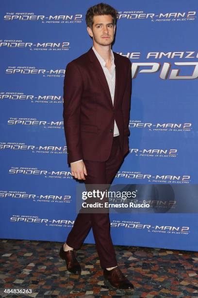 Andrew Garfield attends the 'The Amazing Spider-Man 2: Rise Of Electro' premiere at The Space Moderno on April 14, 2014 in Rome, Italy.