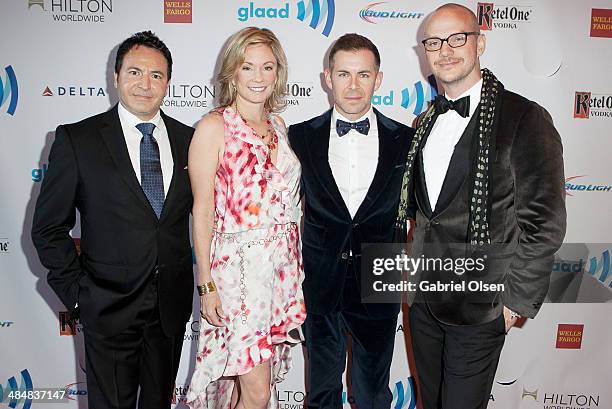 Bradley Bredeweg and Peter Paige arrive to the 25th Annual GLAAD Media Awards - Dinner and Show on April 12, 2014 in Los Angeles, California.