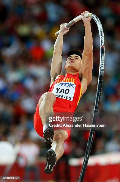 Jie Yao of China competes in the Men's Pole Vault qualification during day one of the 15th IAAF World Athletics Championships Beijing 2015 at Beijing...