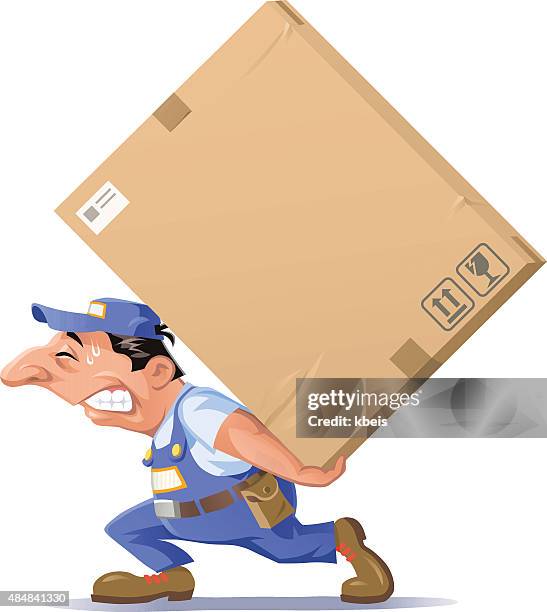 man carrying a big package - paperboard 幅插畫檔、美工圖案、卡通及圖標