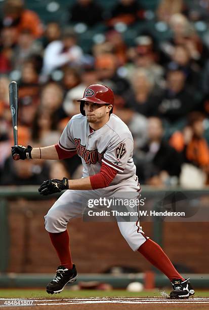 Tony Campana of the Arizona Diamondbacks bats against the San Francisco Giants in the first inning at AT&T Park on April 10, 2014 in San Francisco,...