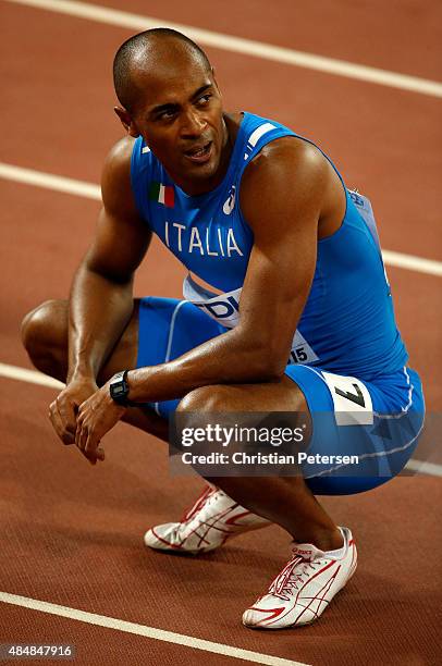 Jacques Riparelli of Italy looks on after he competes in the Men's 100 metres heats during day one of the 15th IAAF World Athletics Championships...